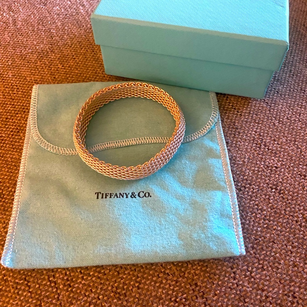 Tiffany & Co Sterling Silver Mesh Bangle Bracelet